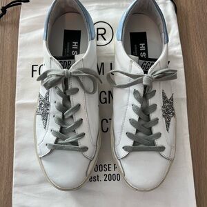 Golden Goose White Sneakers with Glitter Star
